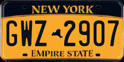 NY license plate GWZ2907