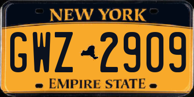 NY license plate GWZ2909