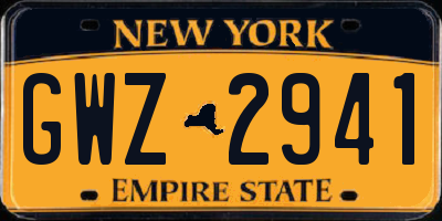 NY license plate GWZ2941