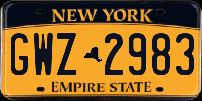 NY license plate GWZ2983