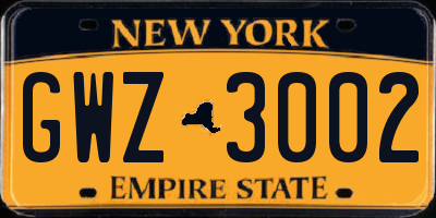 NY license plate GWZ3002