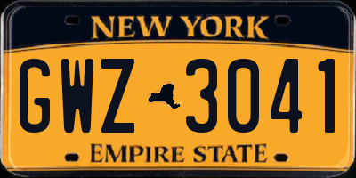 NY license plate GWZ3041