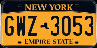 NY license plate GWZ3053