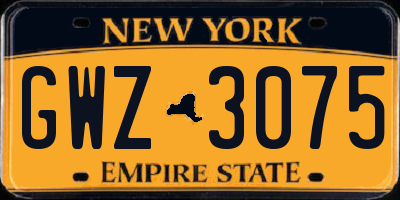NY license plate GWZ3075
