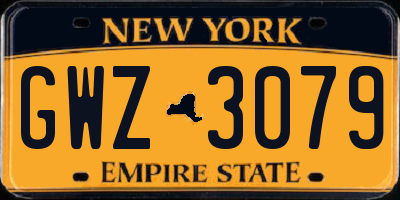 NY license plate GWZ3079