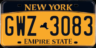 NY license plate GWZ3083