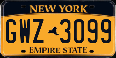 NY license plate GWZ3099
