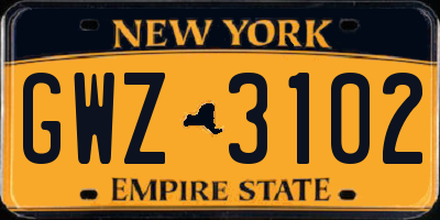 NY license plate GWZ3102