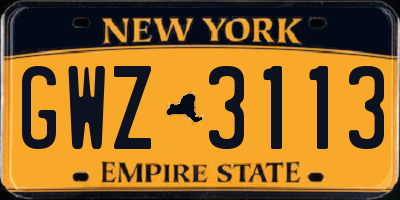 NY license plate GWZ3113