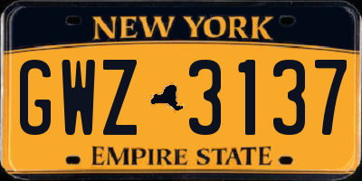NY license plate GWZ3137