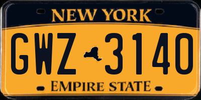 NY license plate GWZ3140