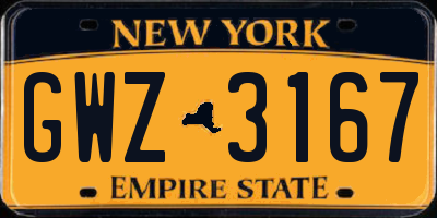 NY license plate GWZ3167