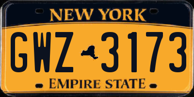 NY license plate GWZ3173