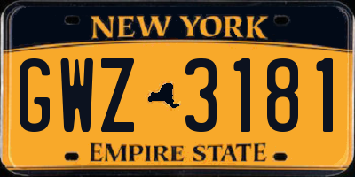 NY license plate GWZ3181