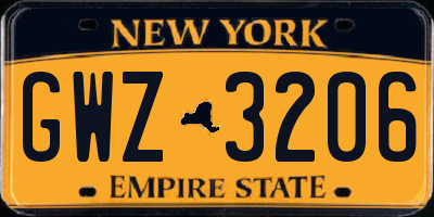 NY license plate GWZ3206