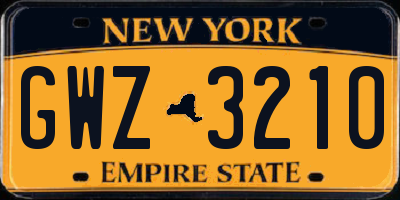 NY license plate GWZ3210