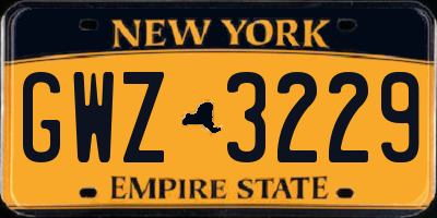NY license plate GWZ3229