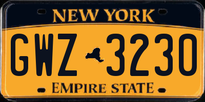NY license plate GWZ3230
