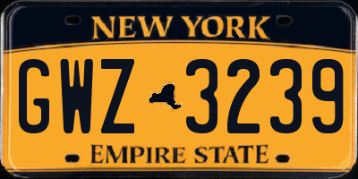 NY license plate GWZ3239