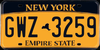 NY license plate GWZ3259
