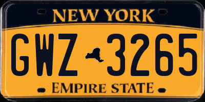 NY license plate GWZ3265