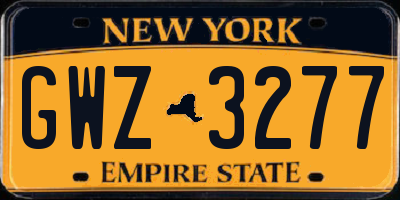 NY license plate GWZ3277