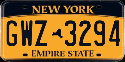 NY license plate GWZ3294
