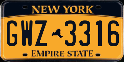 NY license plate GWZ3316