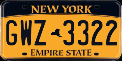 NY license plate GWZ3322