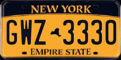 NY license plate GWZ3330