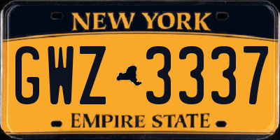 NY license plate GWZ3337