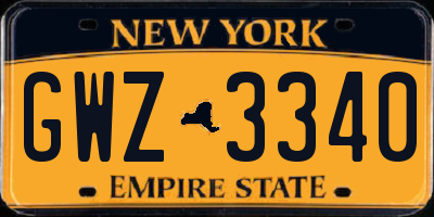 NY license plate GWZ3340