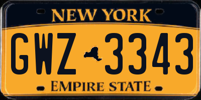 NY license plate GWZ3343