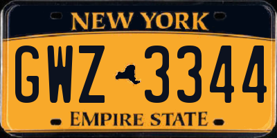 NY license plate GWZ3344
