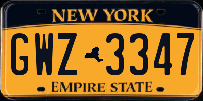 NY license plate GWZ3347