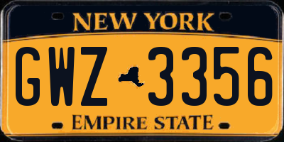 NY license plate GWZ3356