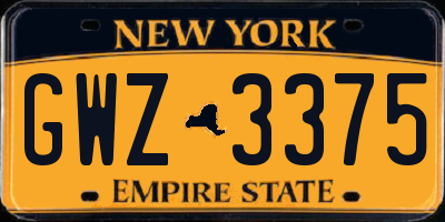 NY license plate GWZ3375