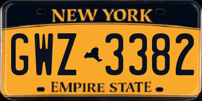 NY license plate GWZ3382