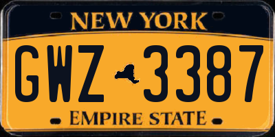 NY license plate GWZ3387