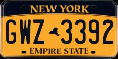 NY license plate GWZ3392