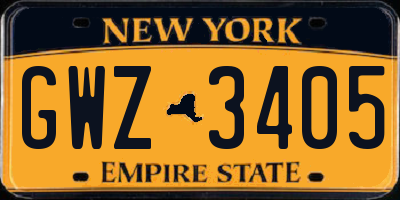 NY license plate GWZ3405