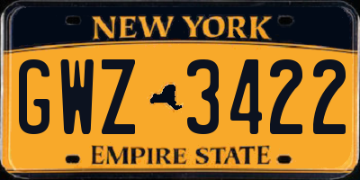 NY license plate GWZ3422