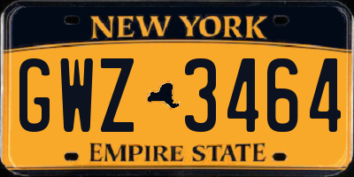 NY license plate GWZ3464