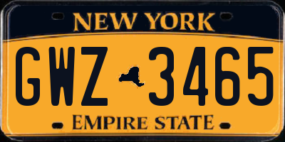 NY license plate GWZ3465