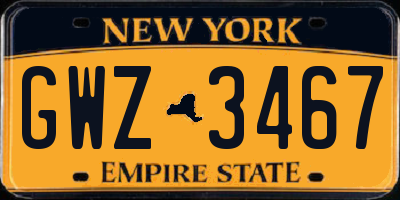 NY license plate GWZ3467