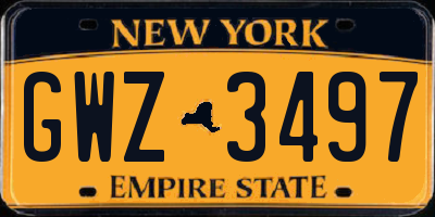 NY license plate GWZ3497
