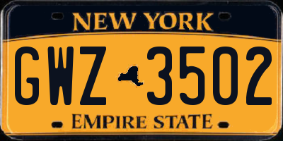 NY license plate GWZ3502