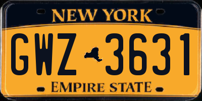 NY license plate GWZ3631