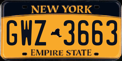 NY license plate GWZ3663