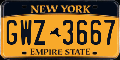 NY license plate GWZ3667